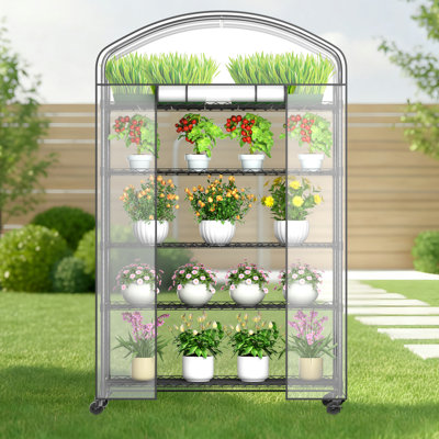  Compact Outdoor Greenhouse, Portable Garden Green House for Plants, Flowers & Vegetables, Space-Saving Greenhouse Kit for Patio, Balcony & Small Backyard