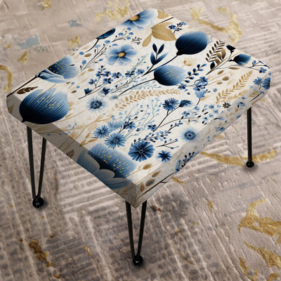 Blue And White Ferns Tranquility - Floral Rectangle Ottoman