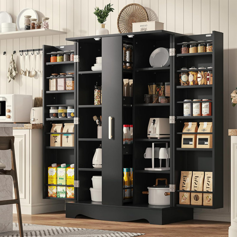 Jawarren 47" Kitchen Pantry, Black