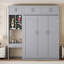 Grand lit escamotable mural escamotable avec bureau et tablettes de rangement-785615041