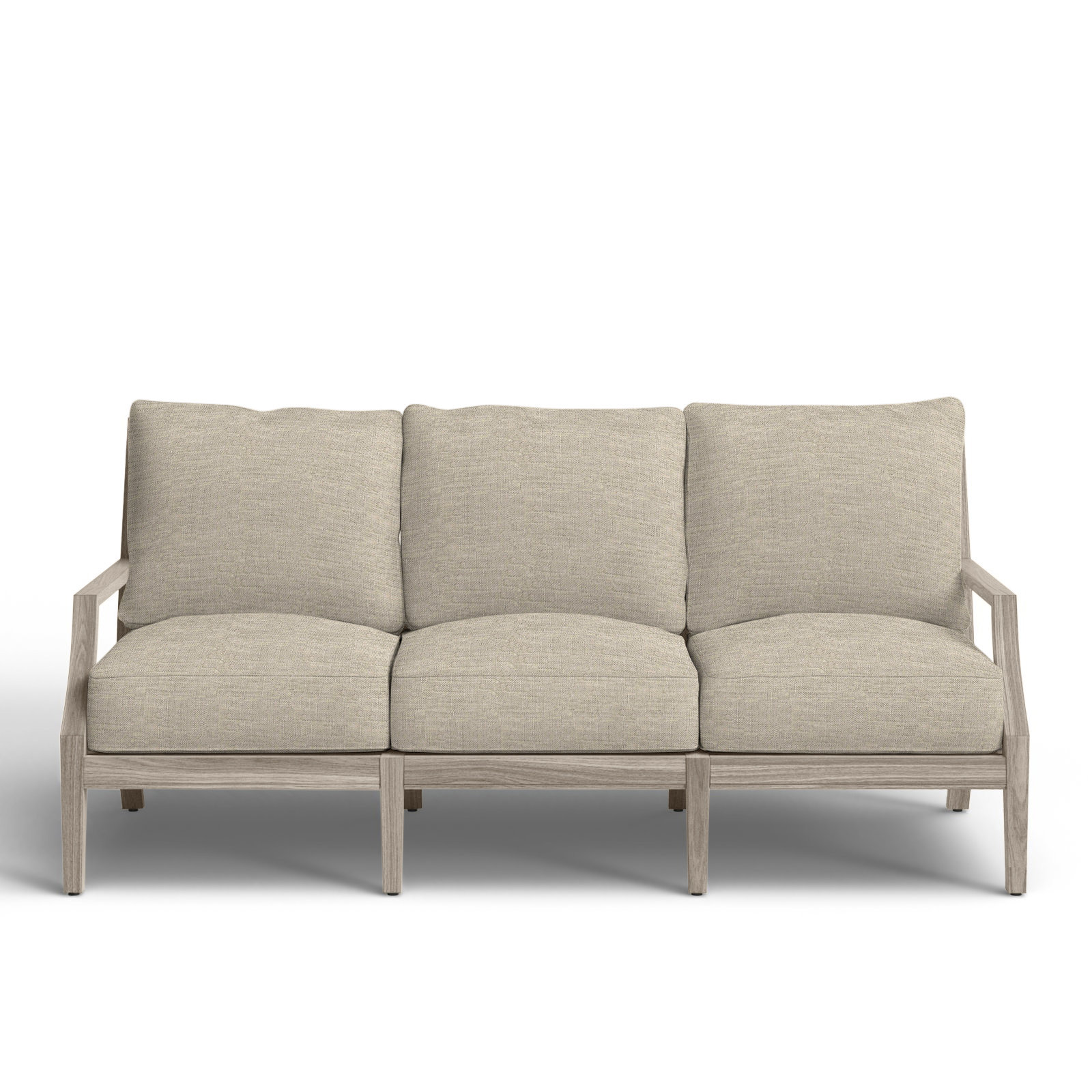 Haley 82" Sunbrella® Patio Sofa, Oyster Teak, Dove Sunbrella® Linen, No welt + Standard fill