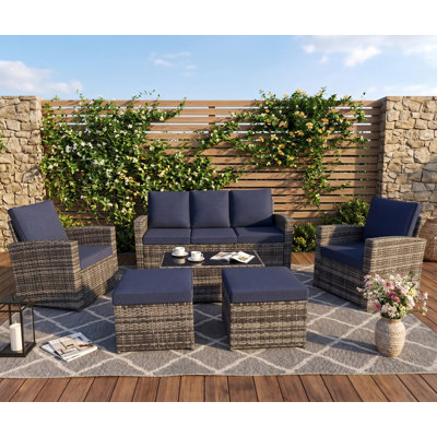 Half-Moon PE Rattan Outdoor Patio Sectional Round Sofa Furniture Set