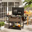 Glacière extérieure en résine pour terrasse de 104 pte sur roulettes de style grain de bois avec tablettes latérales pliables et ouvre-bouteille, coffre à glaçons à roulettes portatif résistant aux intempéries pour le barbecue de la terrasse de la piscine-124298078