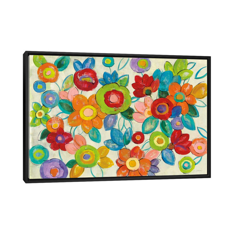 «Bright Decorative Flowers I» par Silvia Vassileva, impression sur toile tendue, H 18 po x l 26 po x P 1,5 po, Pas de tapis