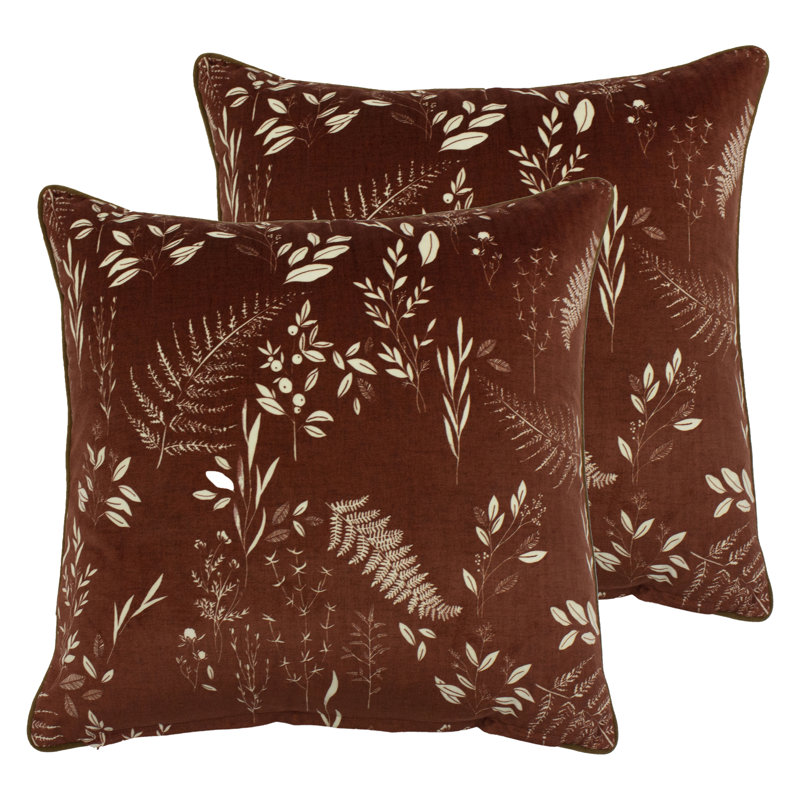Floral Orange Square Cushion, Brick