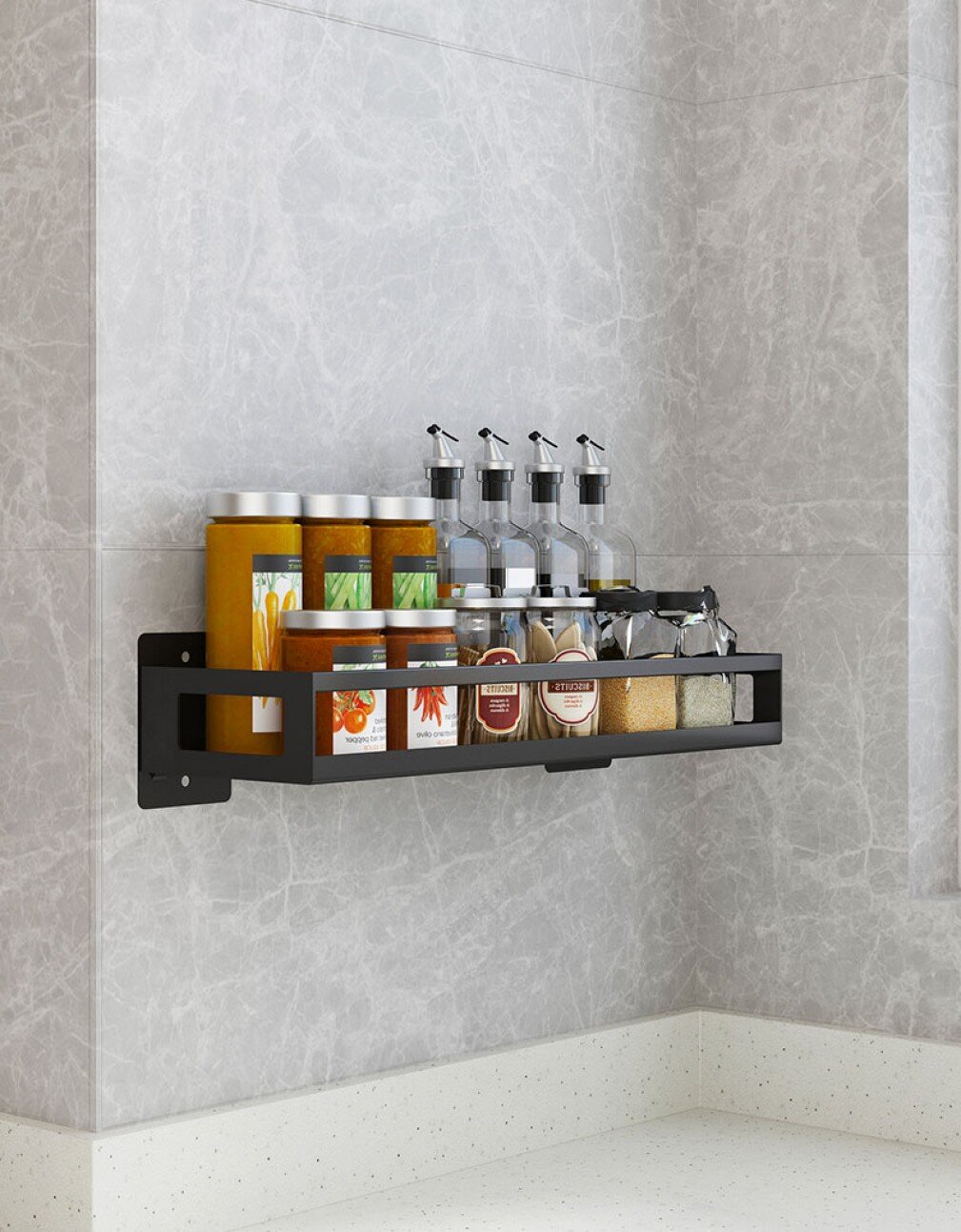 Stainless Steel Kitchen Storage Rack, Wall-mounted For Spices