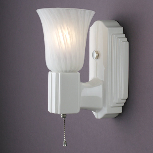 Applique murale 1 lumière Arvine, Blanc brillant, Verre givré blanc, Nickel