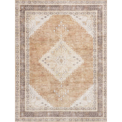 Albar Moroccan Machine Washable Brown Area Rug