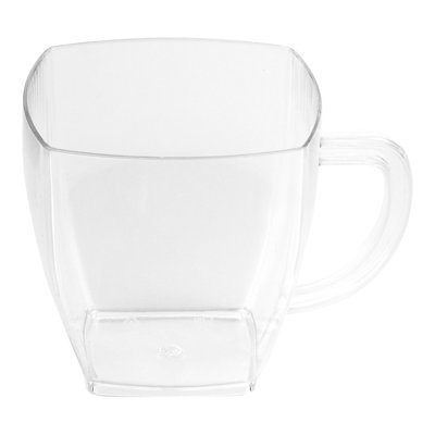 Restaurantware-2 Ounce Clear Square Cups, 100 Disposable Plastic Coffee Cups - Hard Plastic, With Handles, Clear Mini Espresso Cups, For Catering Events, Parties, Weddings, And Cafes