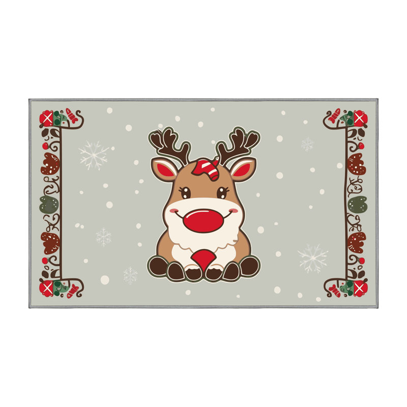 The Holiday Aisle® Washable Christmas Winter Holiday Rug, Rectangle 2' x 3'