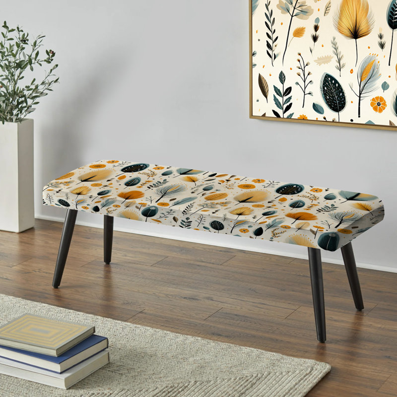 Nature Inspired Wanderer Boho Pattern - Botanical Upholstered Black Bench