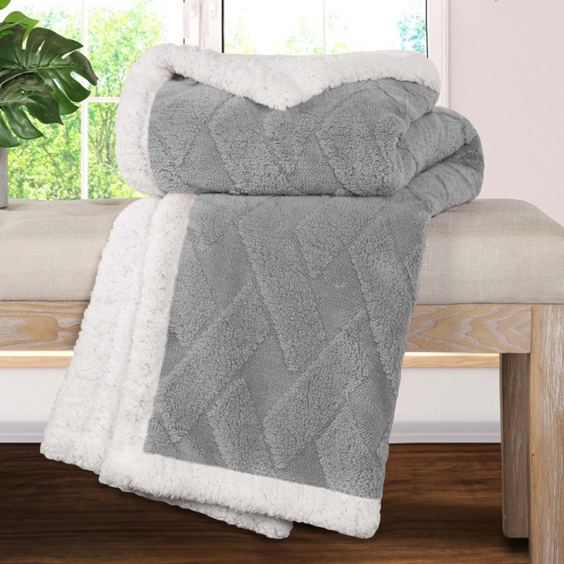 Literie moelleuse réversible de qualité supérieure Sherpa, Double/grand, Platine