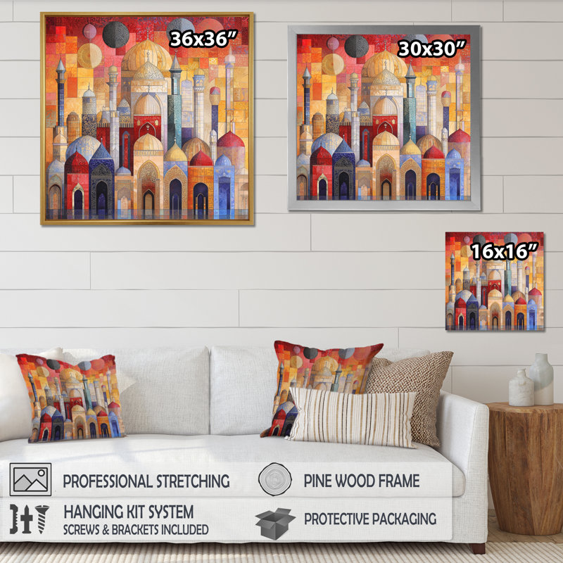 «Arabesque Cairo égyptien I», reproduction d'art sur toile, H 16 po x l 16 po, Noir