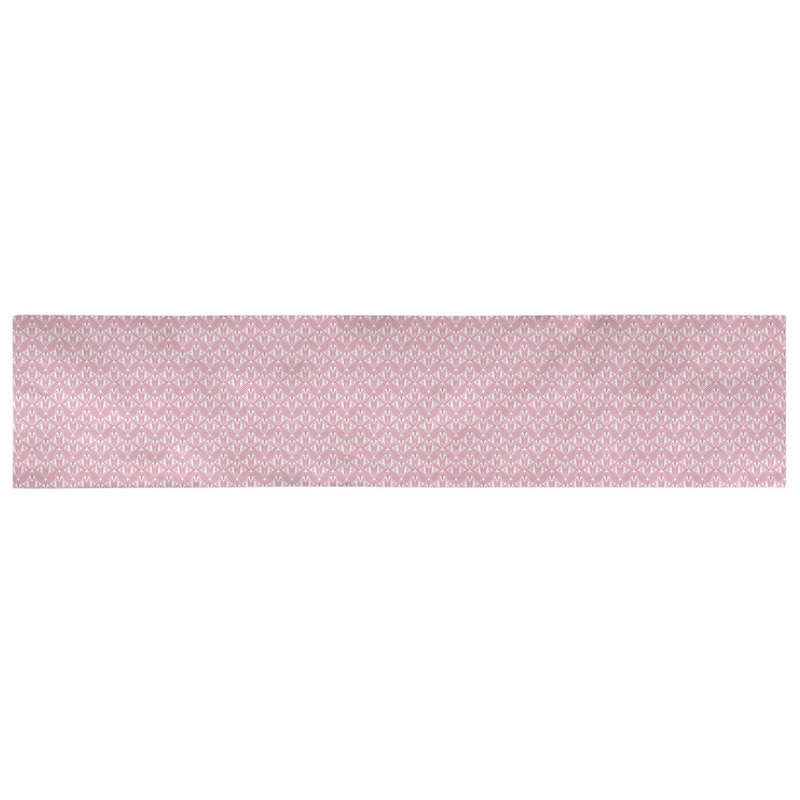 Chemin de table art déco Avicia, 90 po x 16 po, Polyester sergé, Rose