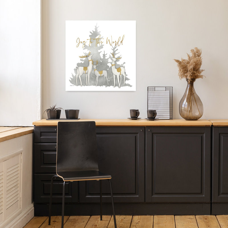 «Woodland Deer Joy To The World», art contemporain abstrait pin, H 18 po x l 18 po