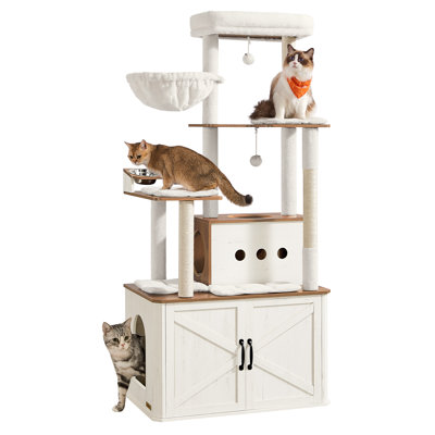 55.1" Cat Tree with Litter Box Enclosure