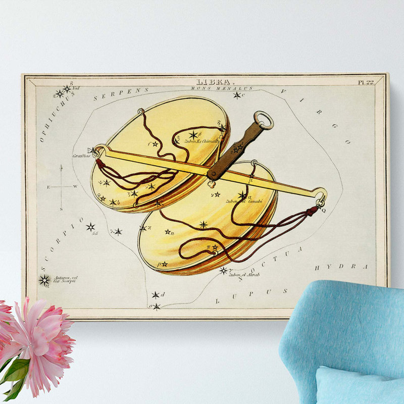 Astronomical Zodiac Chart of the Libra - Wrapped Canvas Painting Pint - Wrapped Canvas, 50cm H x 76cm W x 3cm D
