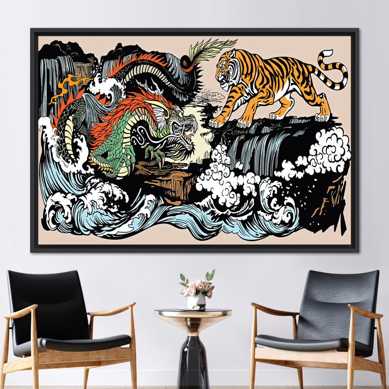 Art mural sur toile, Utagawa Kuniyoshi, H 10 po x l 14 po, Reproduction encadrée sans passe-partout, Noir