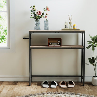 Console Table, 2-Tier Narrow Sofa Table With 2 Shelves, 7.9 X 31.5 X 31.5 Inches, For Living Room, Hallway, Entryway
