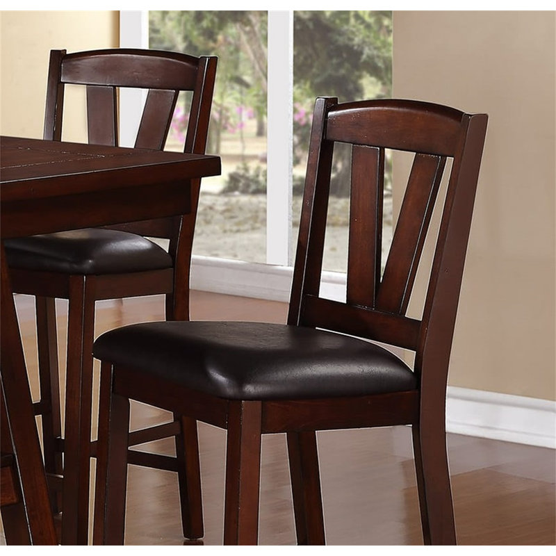 Walnut Finish Counter Height Dining Table with 6 High Chairs