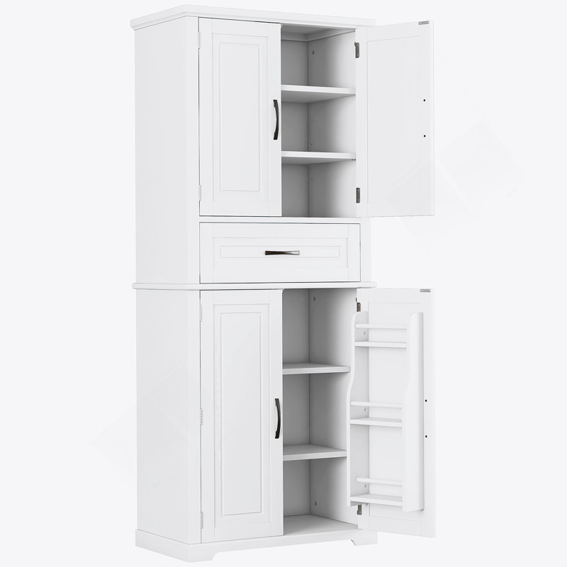 Bathroom Storage Cabinet With Multi-Functional Storage Space, Drawer With Slide Rails, Adjustable Shelf, White