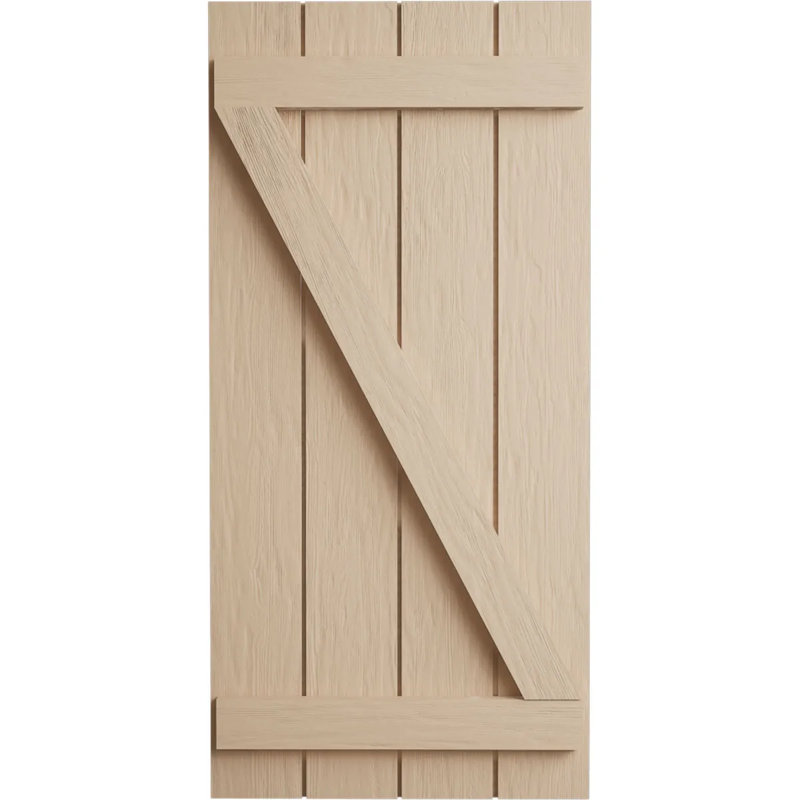 Volets rustiques en bois à quatre planches, H 30 po x l 22 po x P 1 po, Texture sciée brute / brun clair apprêté, 22"