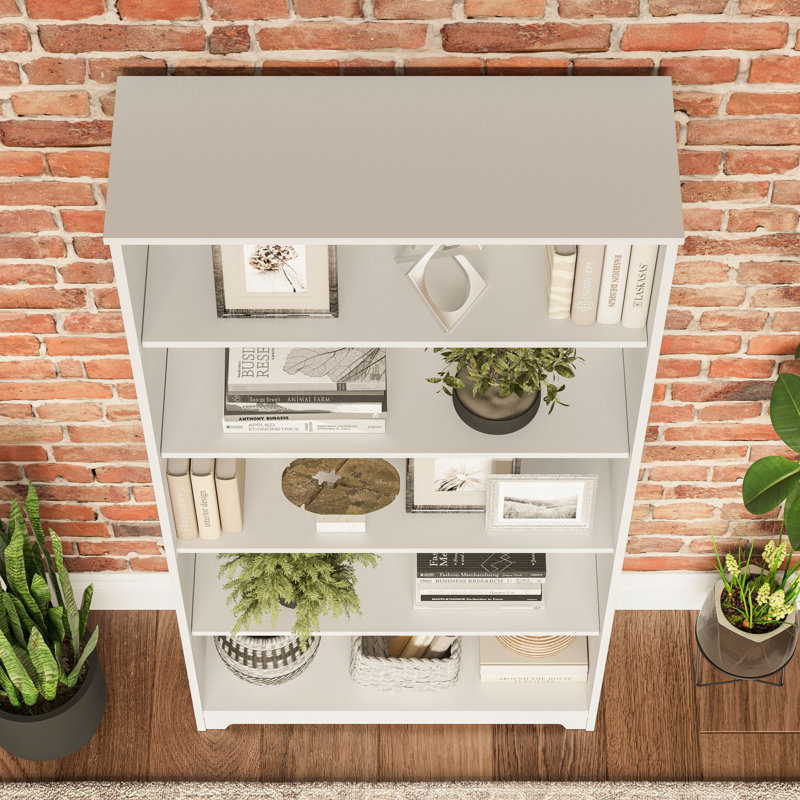 Tall 5 Shelf Bookcase in White, White