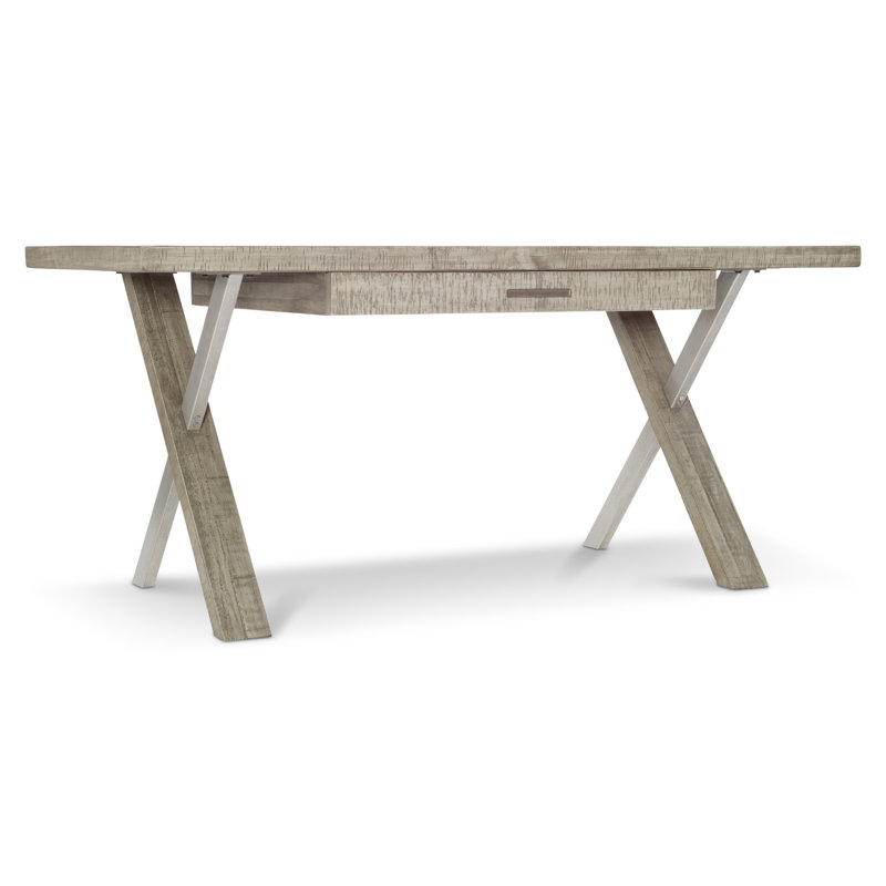 Transitional Solid Wood Home Office Desk with USB Port, Gray