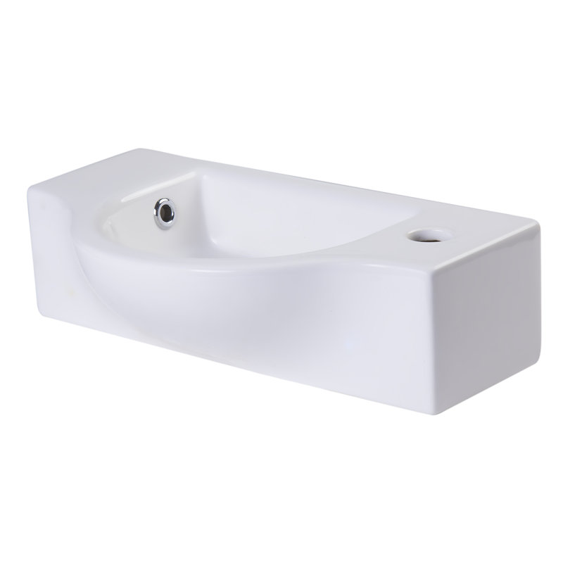 Lavabo de salle de bain mural en céramique avec trop-plein 18 po