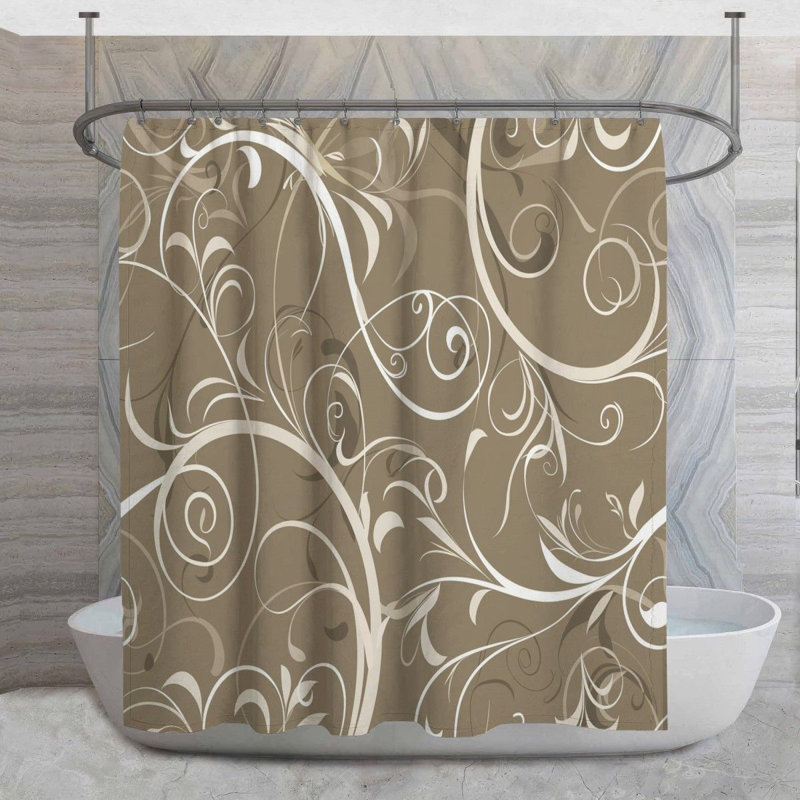 Rideau de douche floral - Décoration de salle de bain abstraite, H 83 po x l 70 po