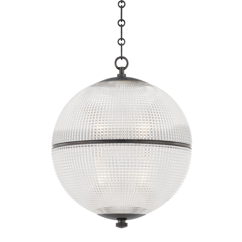 Luminaire suspendu sphère n ° 3 par Mark D. Sikes, Bronze vieilli, H 16 po x l 12,25 po x P 12,25 po