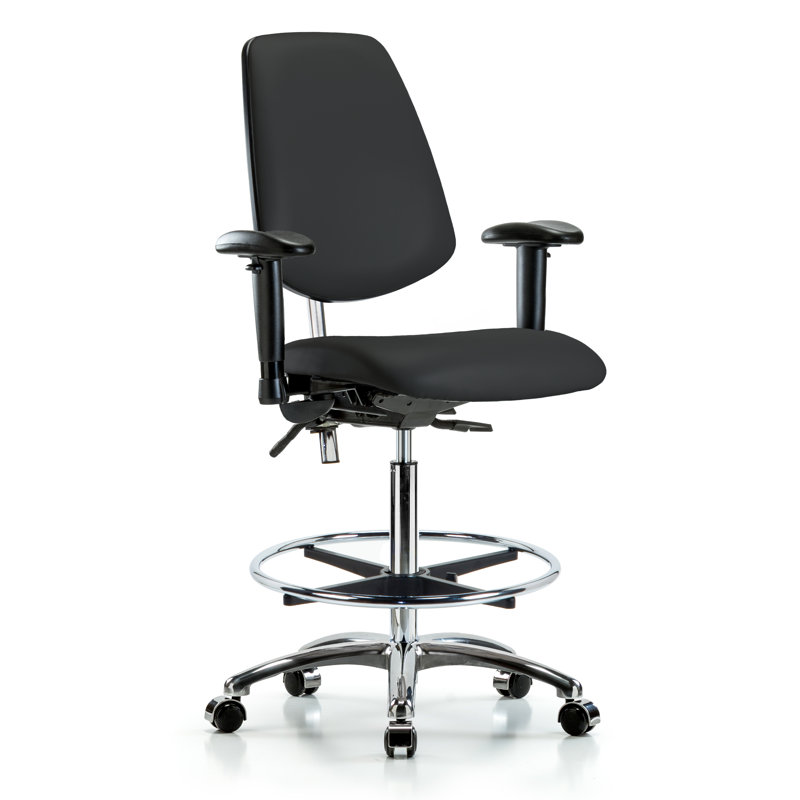 Chaise de dessinateur Makaila, Noir, Roulettes, Non inclus