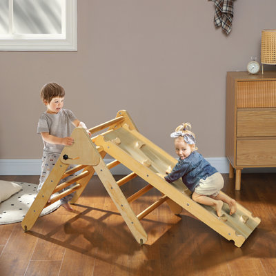 Ensemble de jouets d'escalade pour tout-petits 2 en 1 Pikler, bois naturel