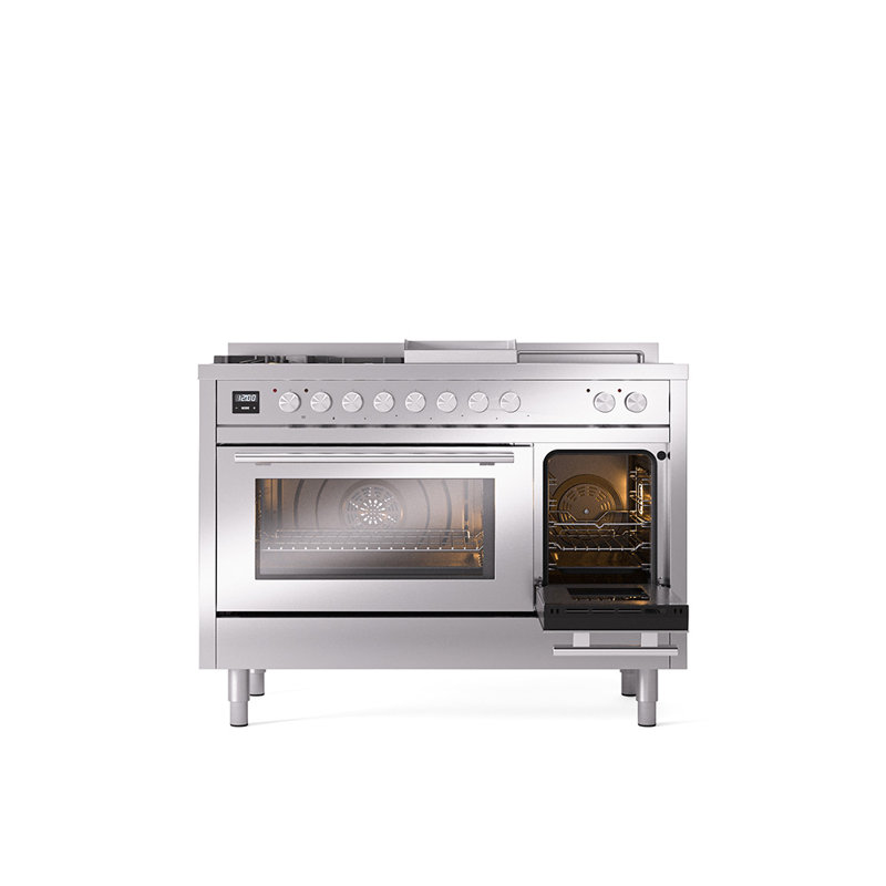 ILVE ProfessionalPlus II 48 Dual Fuel Range, knobs, Stainless Steel, Liquid Propane