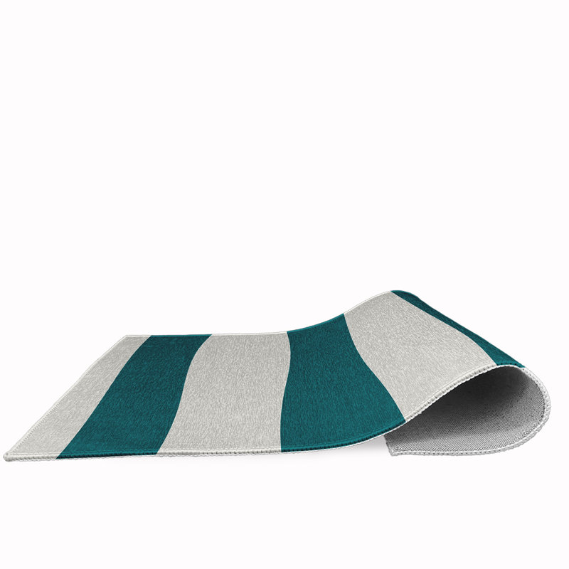 Tapis bleu sarcelle / blanc Lucene, Rectangle 2 pi x 3 pi