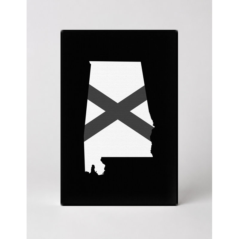 Alabama State Flag Silhouette - Portrait, art mural sur toile, 20" W x 30" H