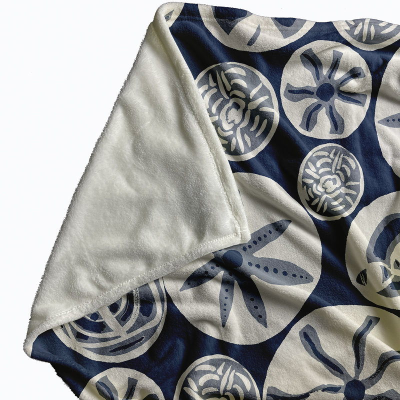 Couverture polaire Safari, L 50 po x L 60 po, Bleu marine/blanc