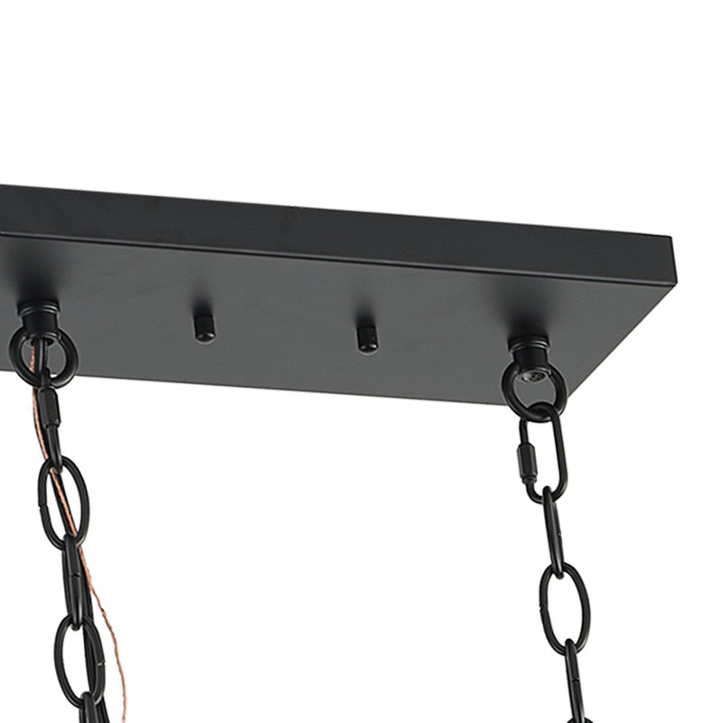 5-lamp matte black adjustable iron pendant light