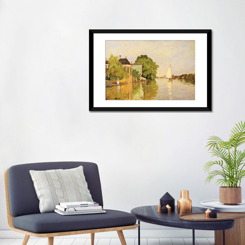 «Maisons sur l'Achterzaan» par Claudet Monet, reproduction sur toile tendue, H 16 po x l 24 po x P 1 po, Blanc