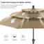 Parasol de marché à 3 niveaux en oléfine de 2,74 m (9 pi), avec inclinaison et levage à manivelle.-1392336084