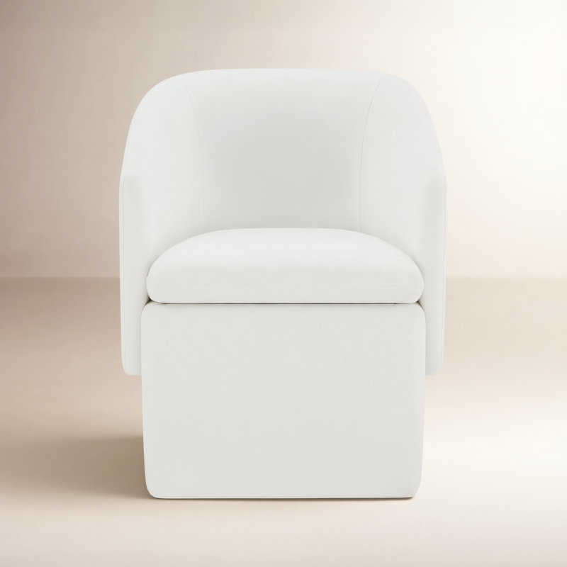 Temara Upholstered Storage Dining Chair With Casters, Brick Polyester