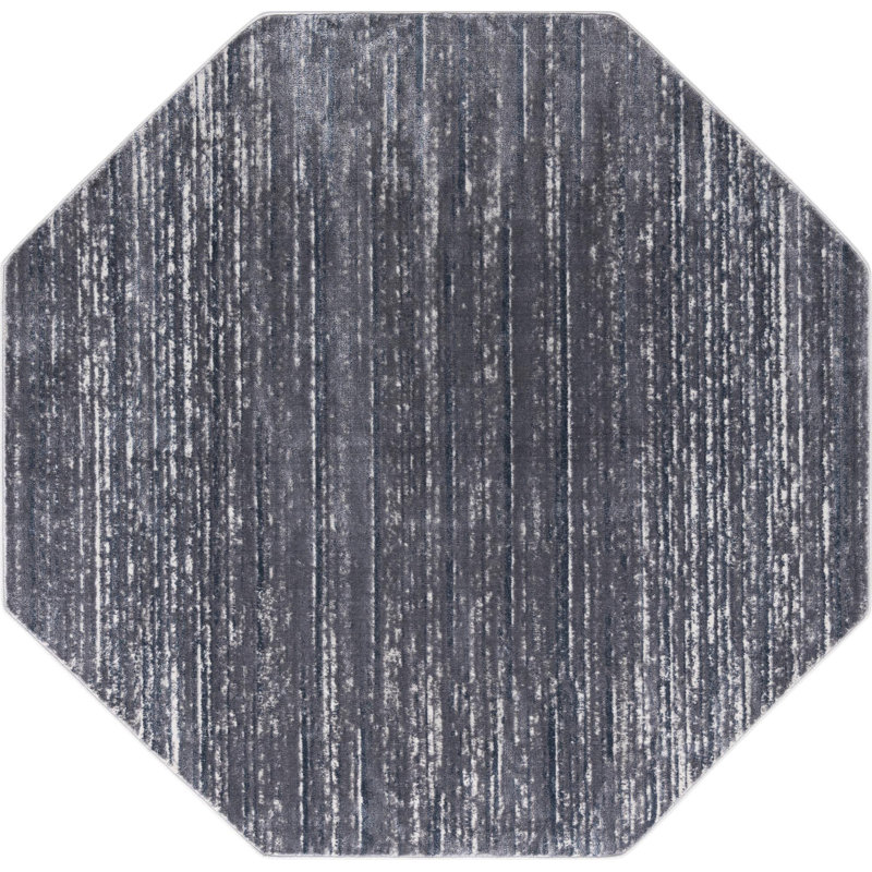 Tapis contemporain Araceli de couleur grise, Octogone 7 pi