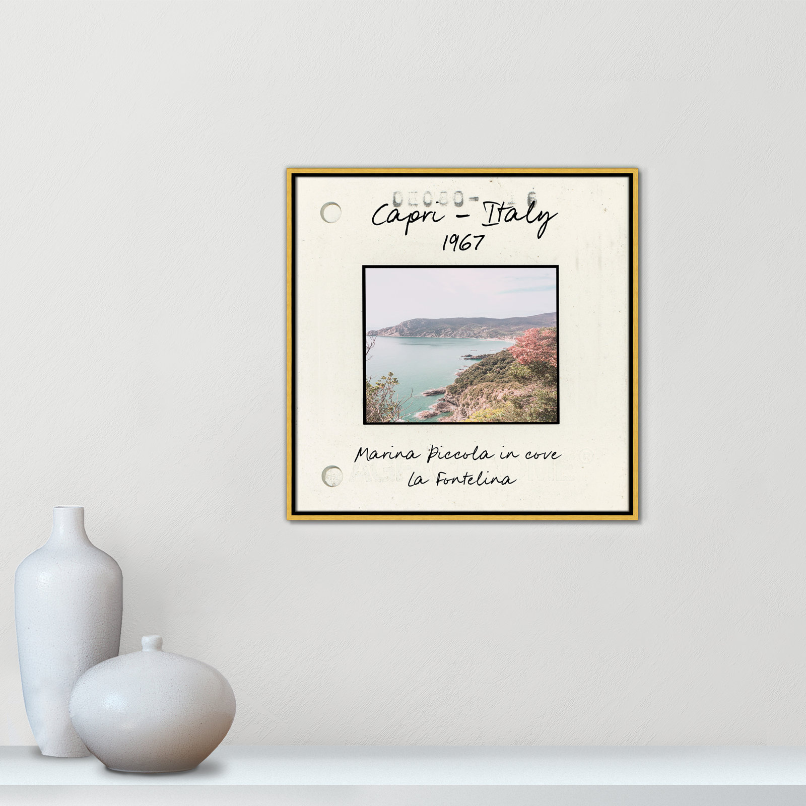 Ritona "Capri, Italy - Marina Piccola" Print, Gold Floater Framed Canvas, 25.5" H x 25.5" W x 2" D