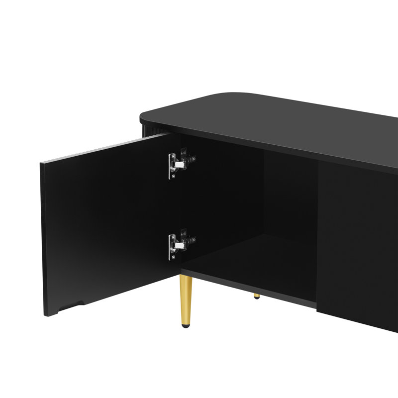 Meuble TV Lumina 78,7 po avec rangement pour téléviseurs jusqu'à 85 pouces, console multimédia, Noir