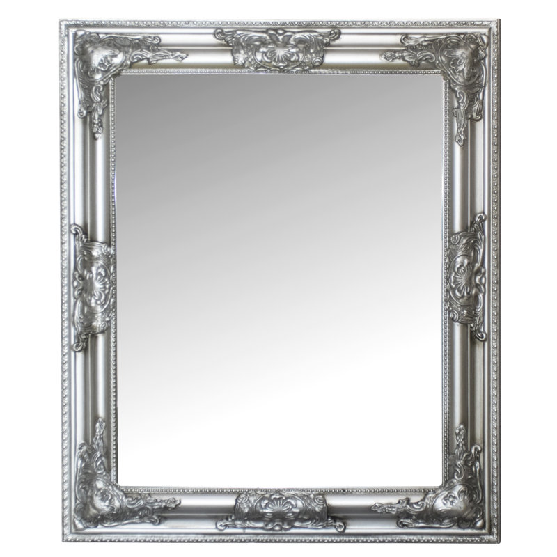 Gambier Wood Flat Wall Mirror, 62cm H x 52cm W, Silver