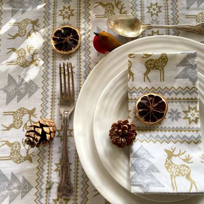 Hiram Nordic Tablecloth, Yellow/Silver