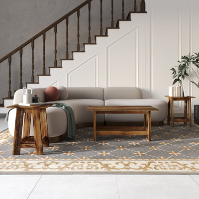 Table basse rustique moderne avec base ouverte en noyer
