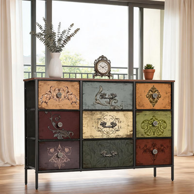 Nine-Compartment Deep Fabric Drawer TV Cabinet With Large Capacity, Stylish And Versatile, Suitable For Bedrooms, Hallways, And Corridors.