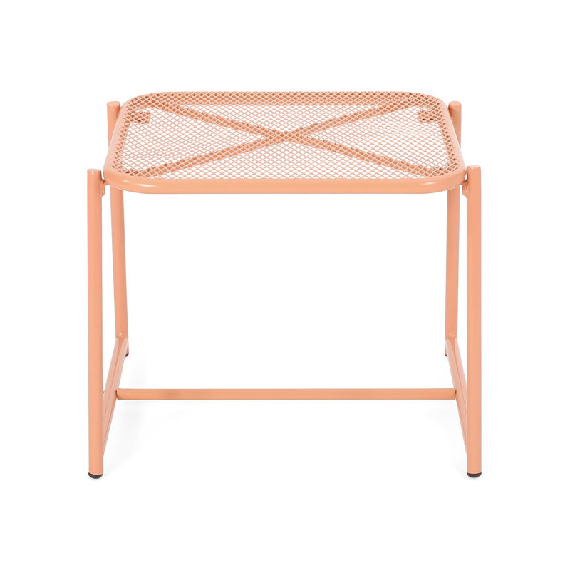 Table d'appoint moderne H 16,6 po avec structure en fer et filet, orange, l 19,52 po x P 18,43 po, résistant aux intempéries, H 15,5 po requis - orange