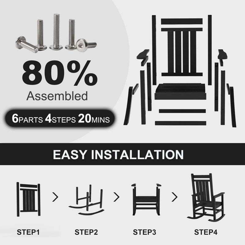 Outdoor Adirondack Chair, Black